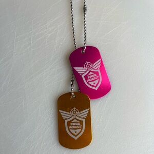 Pink & orange dog tags